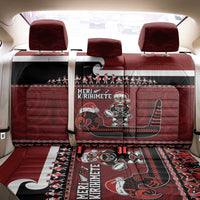 New Zealand Christmas Back Car Seat Cover Meri Kirihimete Aotearoa Warrior on Waka with Maori Art Tattoo