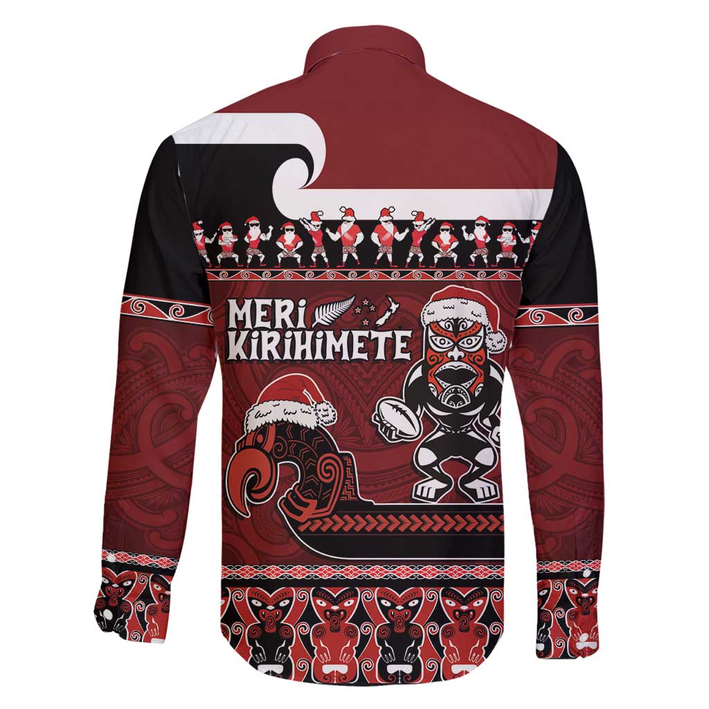 New Zealand Christmas Family Matching Off Shoulder Short Dress and Hawaiian Shirt Meri Kirihimete Aotearoa Warrior on Waka with Maori Art Tattoo