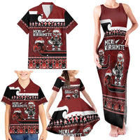 New Zealand Christmas Family Matching Tank Maxi Dress and Hawaiian Shirt Meri Kirihimete Aotearoa Warrior on Waka with Maori Art Tattoo LT03 - Polynesian Pride