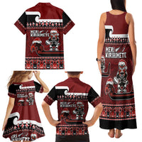 New Zealand Christmas Family Matching Tank Maxi Dress and Hawaiian Shirt Meri Kirihimete Aotearoa Warrior on Waka with Maori Art Tattoo LT03 - Polynesian Pride