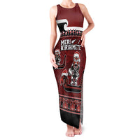 New Zealand Christmas Family Matching Tank Maxi Dress and Hawaiian Shirt Meri Kirihimete Aotearoa Warrior on Waka with Maori Art Tattoo LT03 Mom's Dress Red - Polynesian Pride