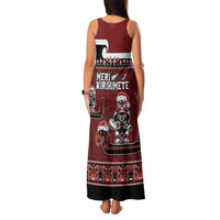 New Zealand Christmas Family Matching Tank Maxi Dress and Hawaiian Shirt Meri Kirihimete Aotearoa Warrior on Waka with Maori Art Tattoo LT03 - Polynesian Pride