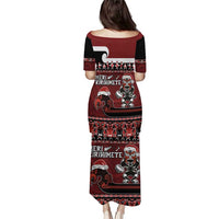 New Zealand Christmas Puletasi Meri Kirihimete Aotearoa Warrior on Waka with Maori Art Tattoo