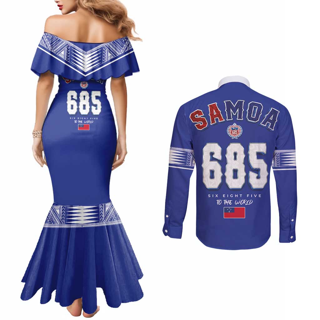 Toa Samoa Rugby Couples Matching Mermaid Dress and Long Sleeve Button Shirt Six Eight Five to The World