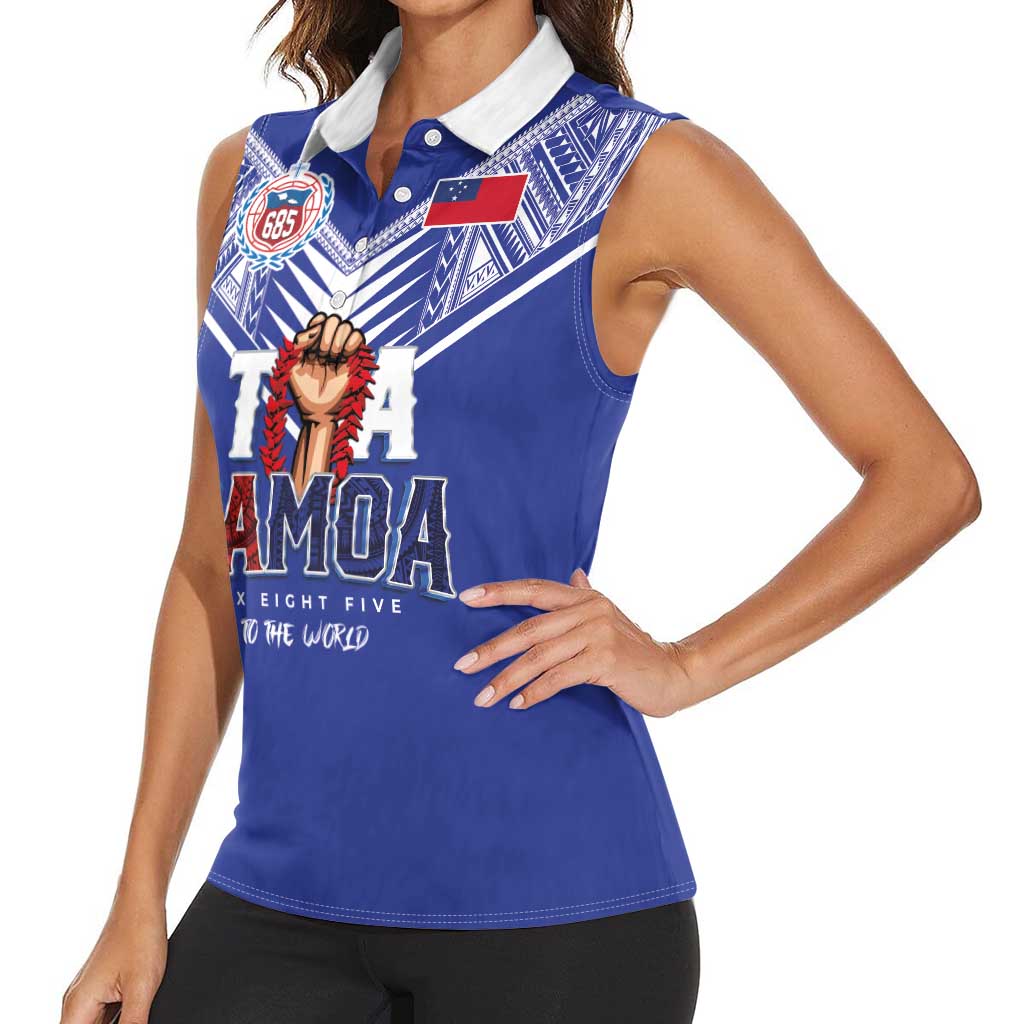 Toa Samoa Rugby Women Sleeveless Polo Shirt Six Eight Five to The World