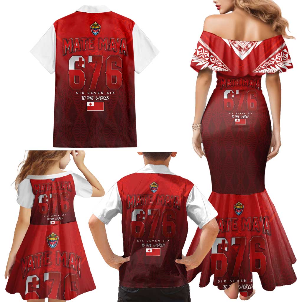 Mate Ma'a Tonga Rugby Family Matching Mermaid Dress and Hawaiian Shirt Six Seven Six to The World