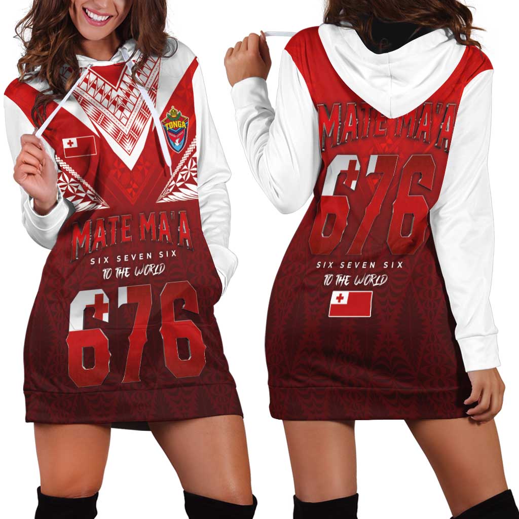 Mate Ma'a Tonga Rugby Hoodie Dress Six Seven Six to The World