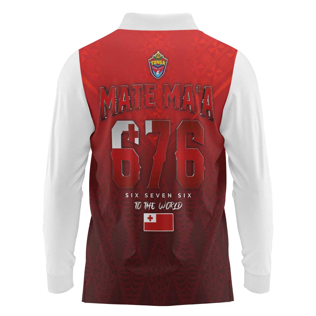 Mate Ma'a Tonga Rugby Long Sleeve Polo Shirt Six Seven Six to The World