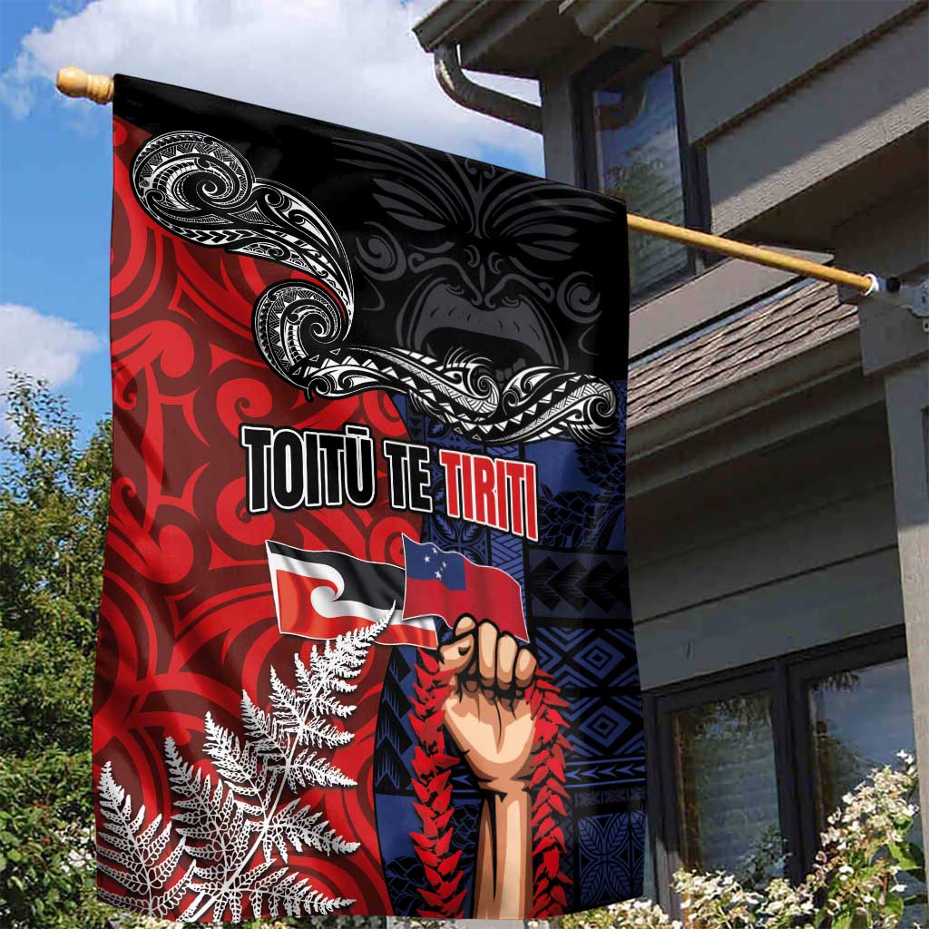 Aotearoa and Samoa Toitu Te Tiriti Garden Flag Honour the Treaty - Te Tiriti Is Us