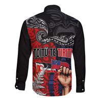 Aotearoa and Samoa Toitu Te Tiriti Long Sleeve Button Shirt Honour the Treaty - Te Tiriti Is Us