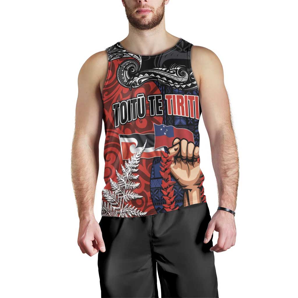 Aotearoa and Samoa Toitu Te Tiriti Men Tank Top Honour the Treaty - Te Tiriti Is Us