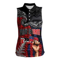 Aotearoa and Samoa Toitu Te Tiriti Women Sleeveless Polo Shirt Honour the Treaty - Te Tiriti Is Us LT03 Female Black - Polynesian Pride