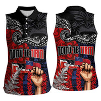 Aotearoa and Samoa Toitu Te Tiriti Women Sleeveless Polo Shirt Honour the Treaty - Te Tiriti Is Us LT03 - Polynesian Pride