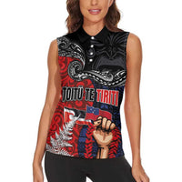 Aotearoa and Samoa Toitu Te Tiriti Women Sleeveless Polo Shirt Honour the Treaty - Te Tiriti Is Us LT03 - Polynesian Pride