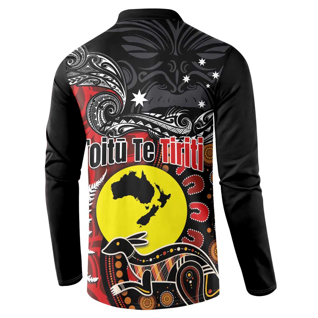 Aotearoa and Australia Toitu Te Tiriti Button Sweatshirt Honour the Treaty - Te Tiriti Is Us