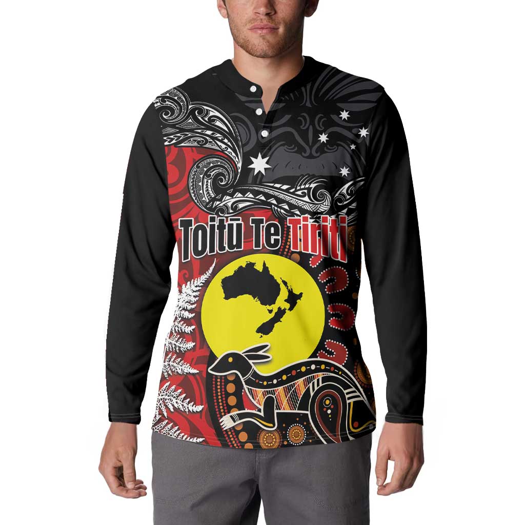Aotearoa and Australia Toitu Te Tiriti Button Sweatshirt Honour the Treaty - Te Tiriti Is Us