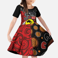 Aotearoa and Australia Toitu Te Tiriti Kid Short Sleeve Dress Honour the Treaty - Te Tiriti Is Us LT03 KID Black - Polynesian Pride