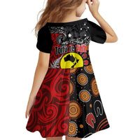 Aotearoa and Australia Toitu Te Tiriti Kid Short Sleeve Dress Honour the Treaty - Te Tiriti Is Us LT03 - Polynesian Pride