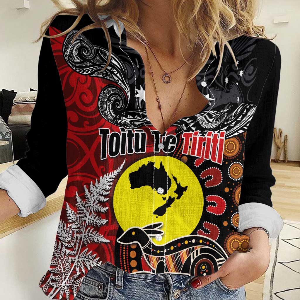 Aotearoa and Australia Toitu Te Tiriti Women Casual Shirt Honour the Treaty - Te Tiriti Is Us