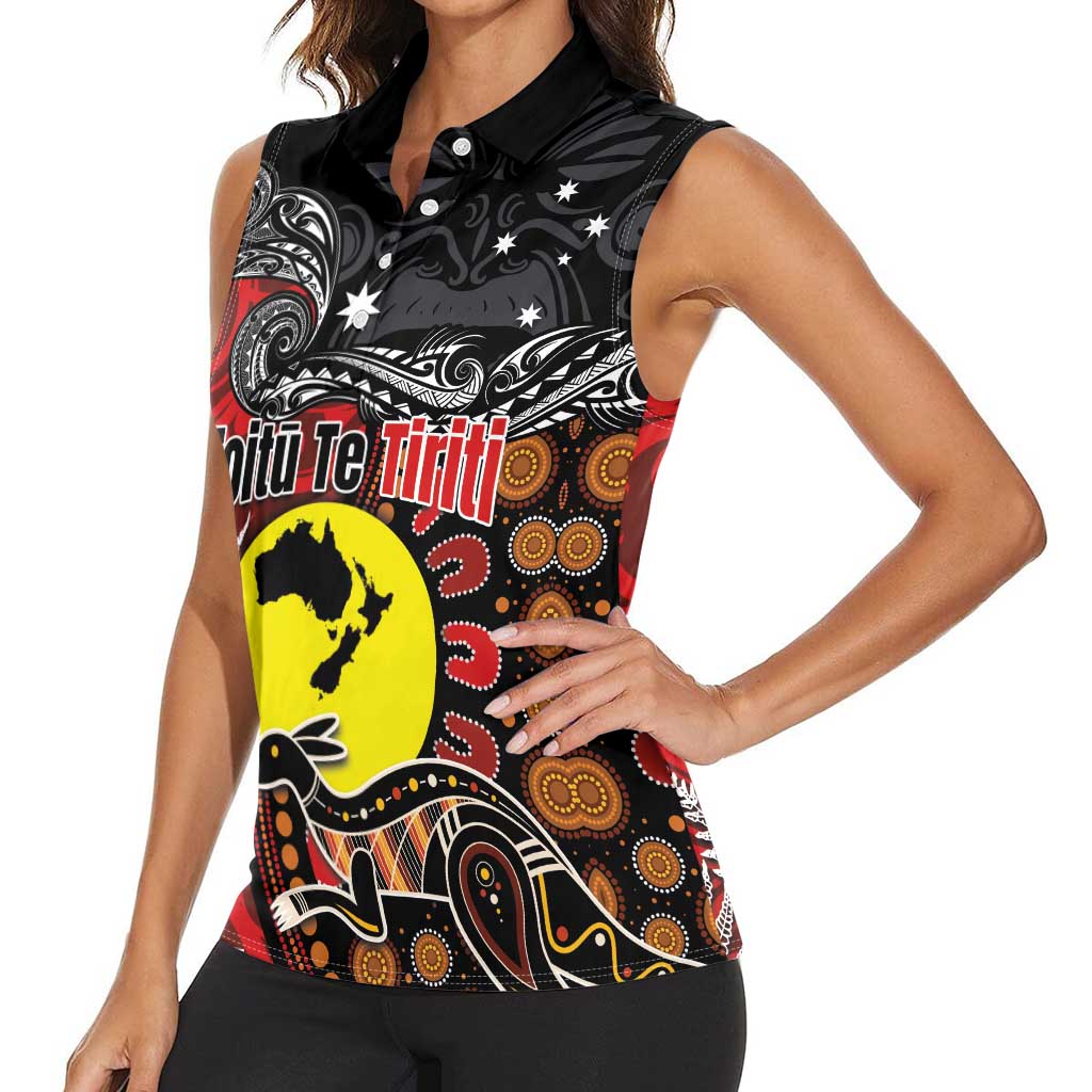Aotearoa and Australia Toitu Te Tiriti Women Sleeveless Polo Shirt Honour the Treaty - Te Tiriti Is Us