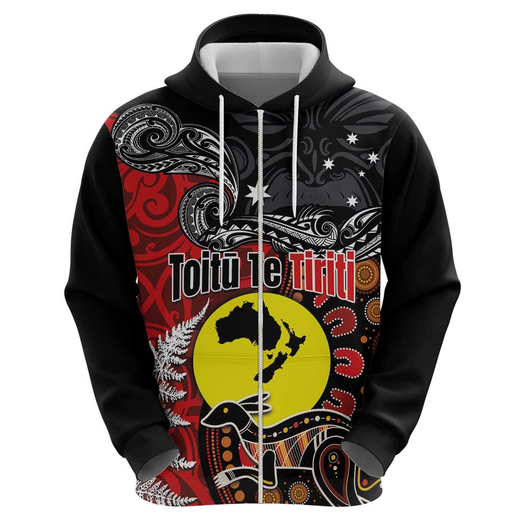Aotearoa and Australia Toitu Te Tiriti Zip Hoodie Honour the Treaty - Te Tiriti Is Us