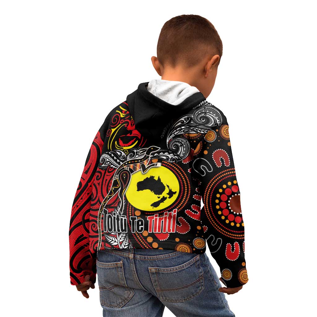 Aotearoa and Australia Toitu Te Tiriti Kid Hoodie Honour the Treaty - Stand Together Stand Stronger