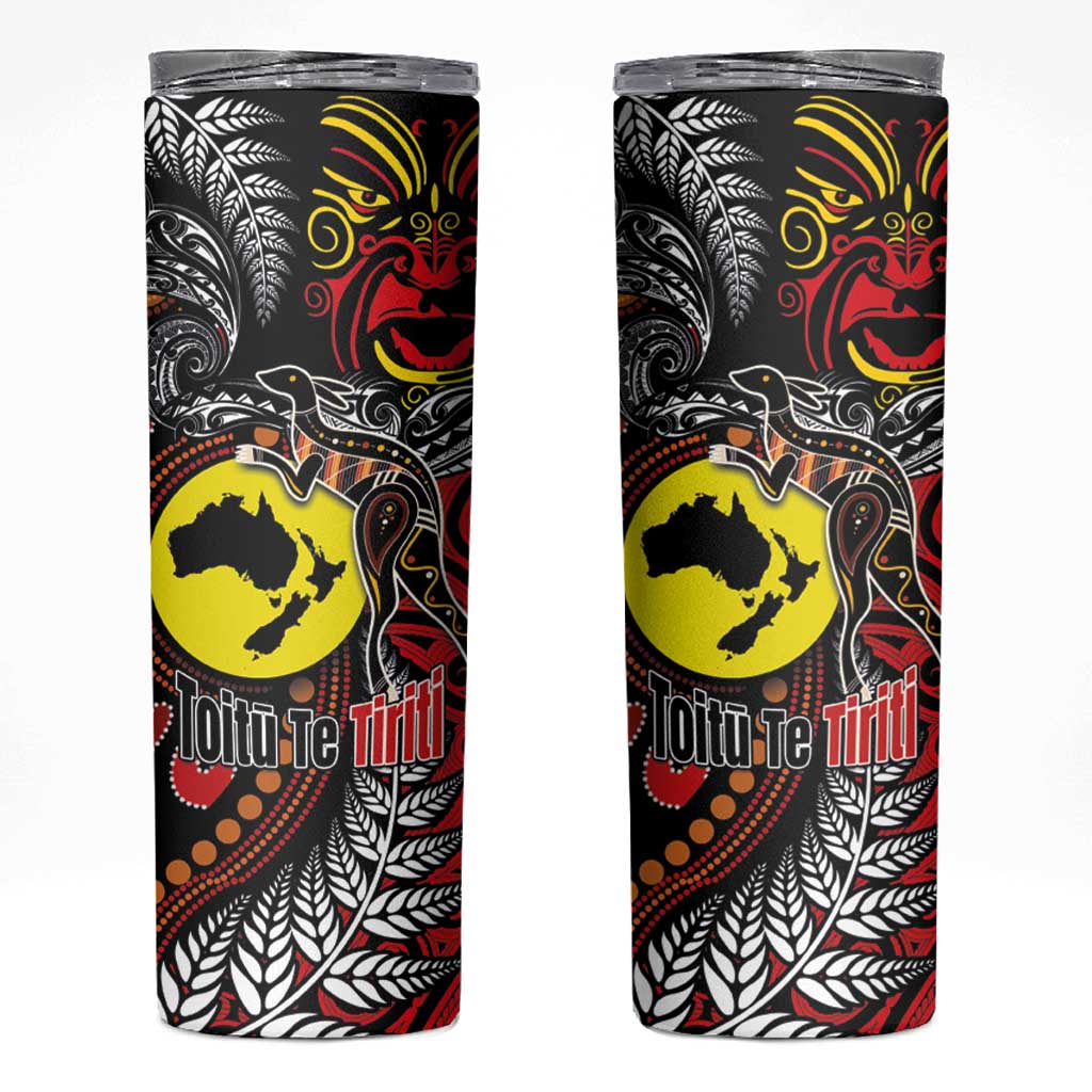 Aotearoa and Australia Toitu Te Tiriti Skinny Tumbler Honour the Treaty - Stand Together Stand Stronger