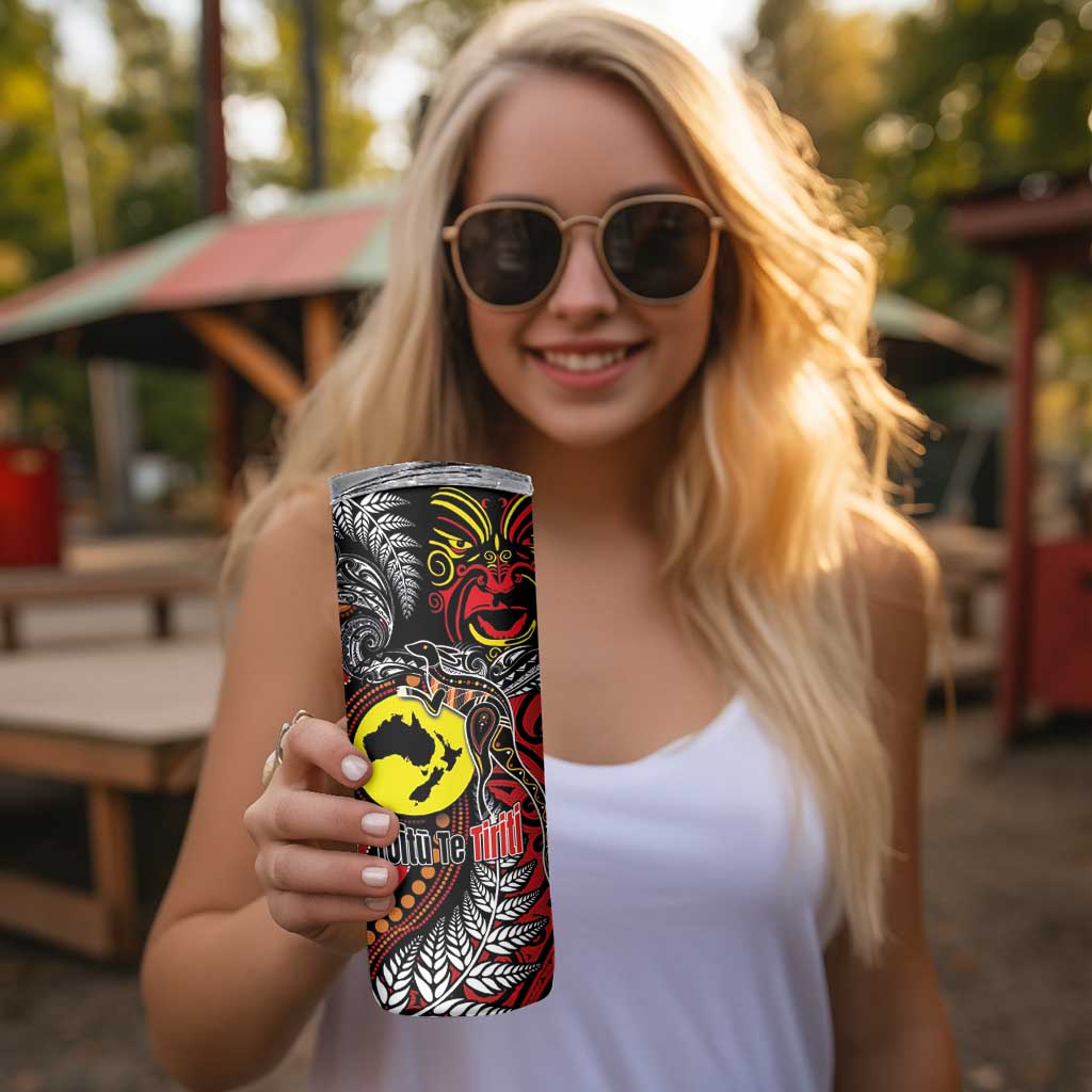 Aotearoa and Australia Toitu Te Tiriti Skinny Tumbler Honour the Treaty - Stand Together Stand Stronger