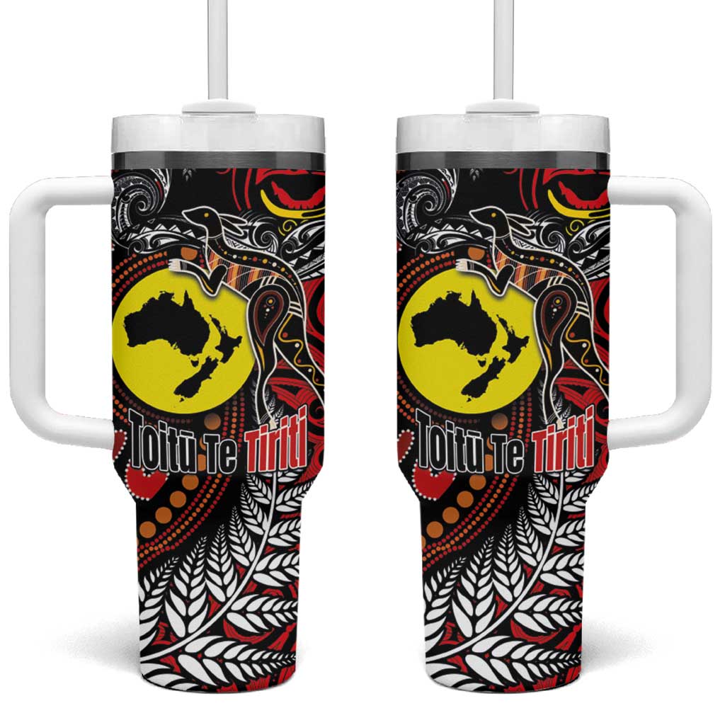 Aotearoa and Australia Toitu Te Tiriti Tumbler With Handle Honour the Treaty - Stand Together Stand Stronger
