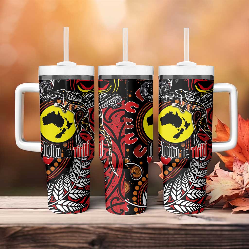 Aotearoa and Australia Toitu Te Tiriti Tumbler With Handle Honour the Treaty - Stand Together Stand Stronger