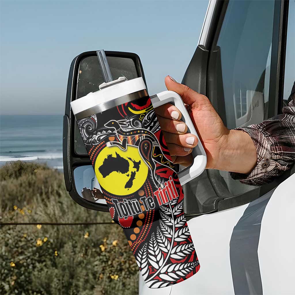Aotearoa and Australia Toitu Te Tiriti Tumbler With Handle Honour the Treaty - Stand Together Stand Stronger