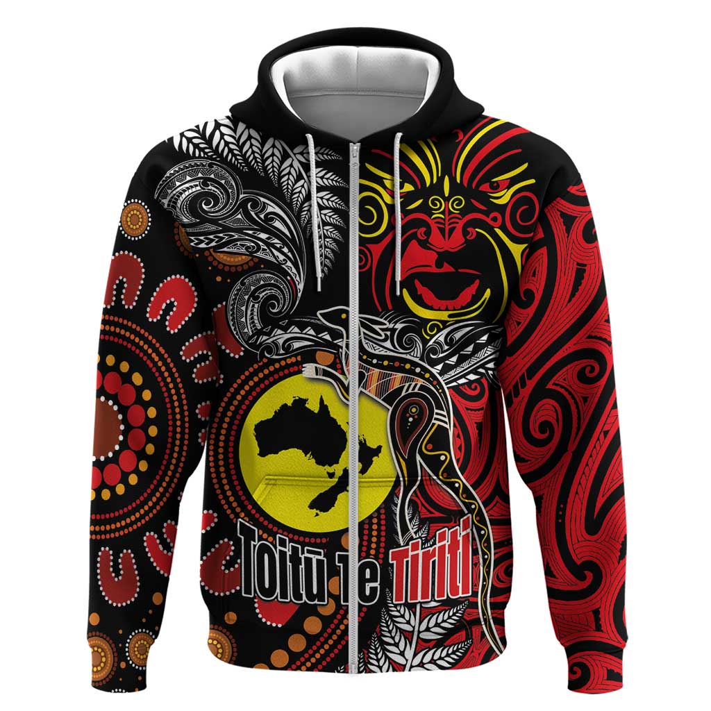 Aotearoa and Australia Toitu Te Tiriti Zip Hoodie Honour the Treaty - Stand Together Stand Stronger