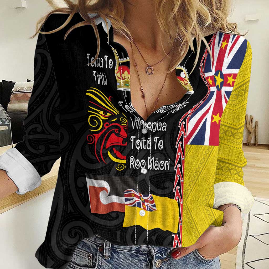 Aotearoa and Niue Toitu Te Tiriti Women Casual Shirt Honour the Treaty - Fight Together Stand Together