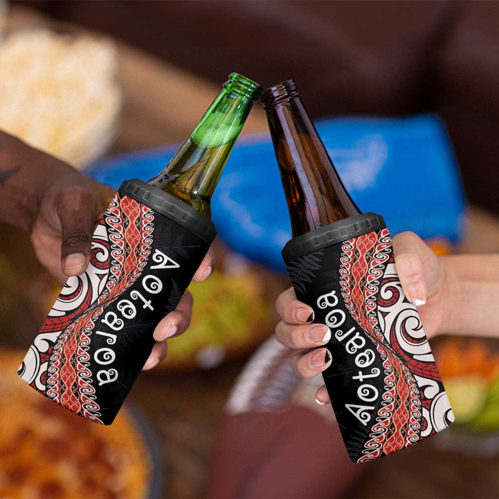 Aotearoa Maori Stylized Koru - Silver Ferns 4 in 1 Can Cooler Tumbler