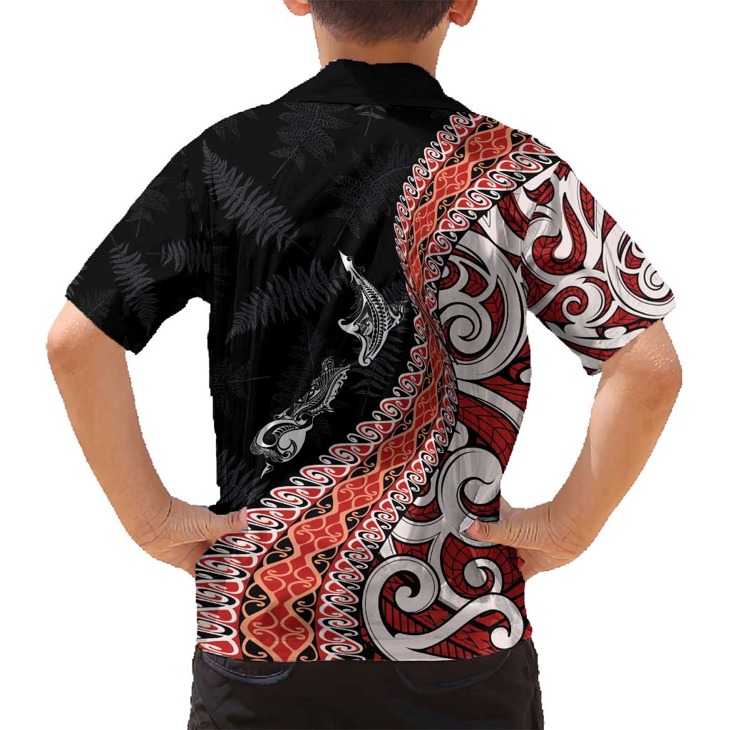 Aotearoa Maori Stylized Koru - Silver Ferns Family Matching Off Shoulder Short Dress and Hawaiian Shirt