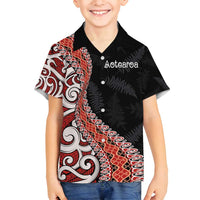Aotearoa Maori Stylized Koru - Silver Ferns Family Matching Summer Maxi Dress and Hawaiian Shirt