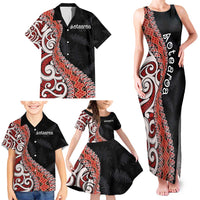 Aotearoa Maori Stylized Koru - Silver Ferns Family Matching Tank Maxi Dress and Hawaiian Shirt