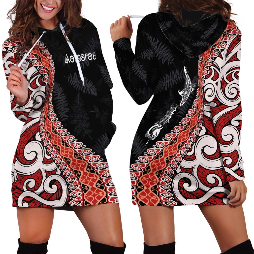 Aotearoa Maori Stylized Koru - Silver Ferns Hoodie Dress