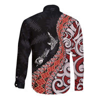 Aotearoa Maori Stylized Koru - Silver Ferns Long Sleeve Button Shirt