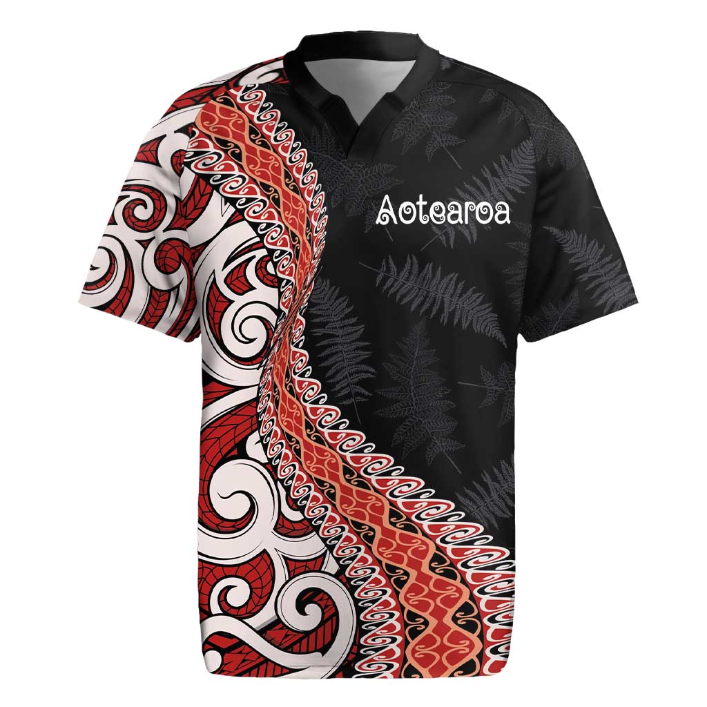 Aotearoa Maori Stylized Koru - Silver Ferns Rugby Jersey