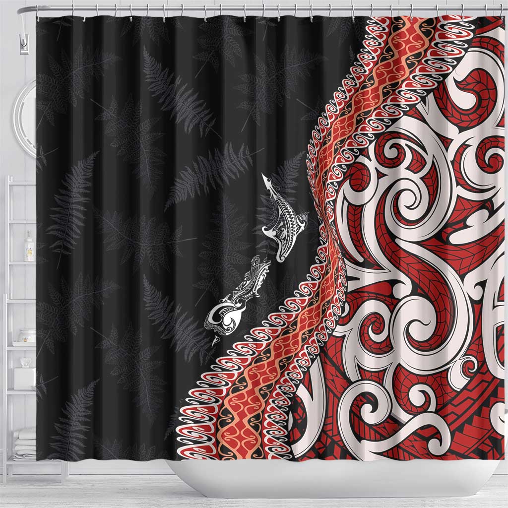Aotearoa Maori Stylized Koru - Silver Ferns Shower Curtain