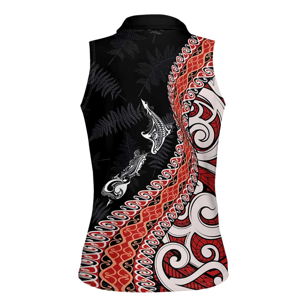 Aotearoa Maori Stylized Koru - Silver Ferns Women Sleeveless Polo Shirt