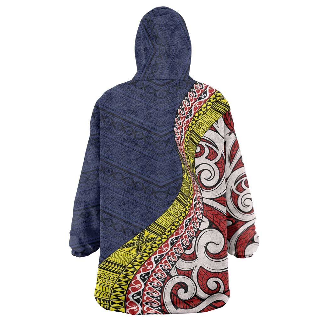 Aotearoa and Niue Wearable Blanket Hoodie Hiapo Maori Stylized Koru