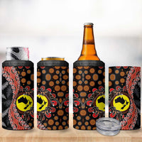 Aotearoa and Australia 4 in 1 Can Cooler Tumbler Maori Koru Ferns With Aboriginal Kangaroo