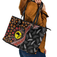 Aotearoa and Australia Leather Tote Bag Maori Koru Ferns With Aboriginal Kangaroo