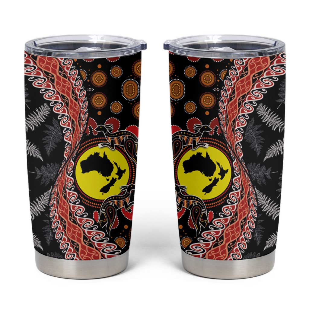 Aotearoa and Australia Tumbler Cup Maori Koru Ferns With Aboriginal Kangaroo