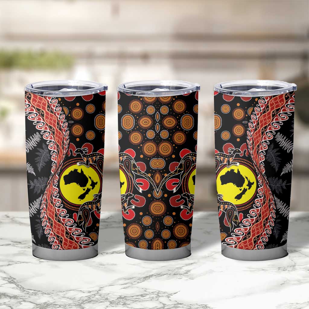 Aotearoa and Australia Tumbler Cup Maori Koru Ferns With Aboriginal Kangaroo