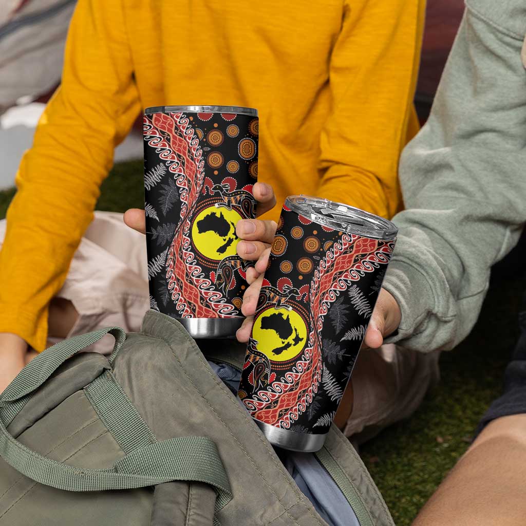 Aotearoa and Australia Tumbler Cup Maori Koru Ferns With Aboriginal Kangaroo