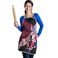 Hawaiian Couple Turtles Honi Apron Polynesian Art Motifs and Hibiscus Black Red Color - Polynesian Pride