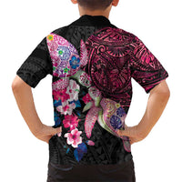 Hawaiian Couple Turtles Honi Family Matching Summer Maxi Dress and Hawaiian Shirt Polynesian Art Motifs and Hibiscus Black Red Color LT03 - Polynesian Pride